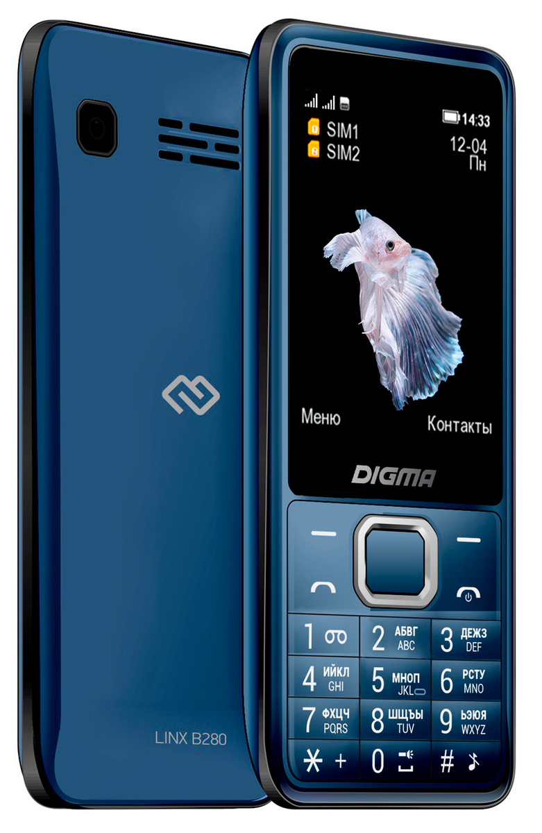 Мобильный телефон Digma LINX B280 32Mb темно-синий моноблок 2Sim 2.8