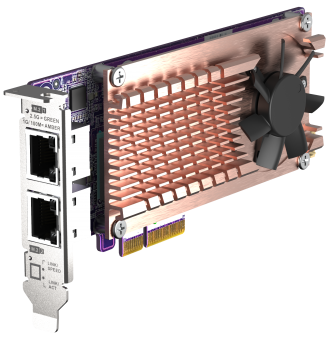 QM2-2P2G2T плата расширения, 2 слота M.2 2280 NVMe SSD, интерфейс PCIe Gen3 x4, 2 порта 2.5 GbE BASE-T