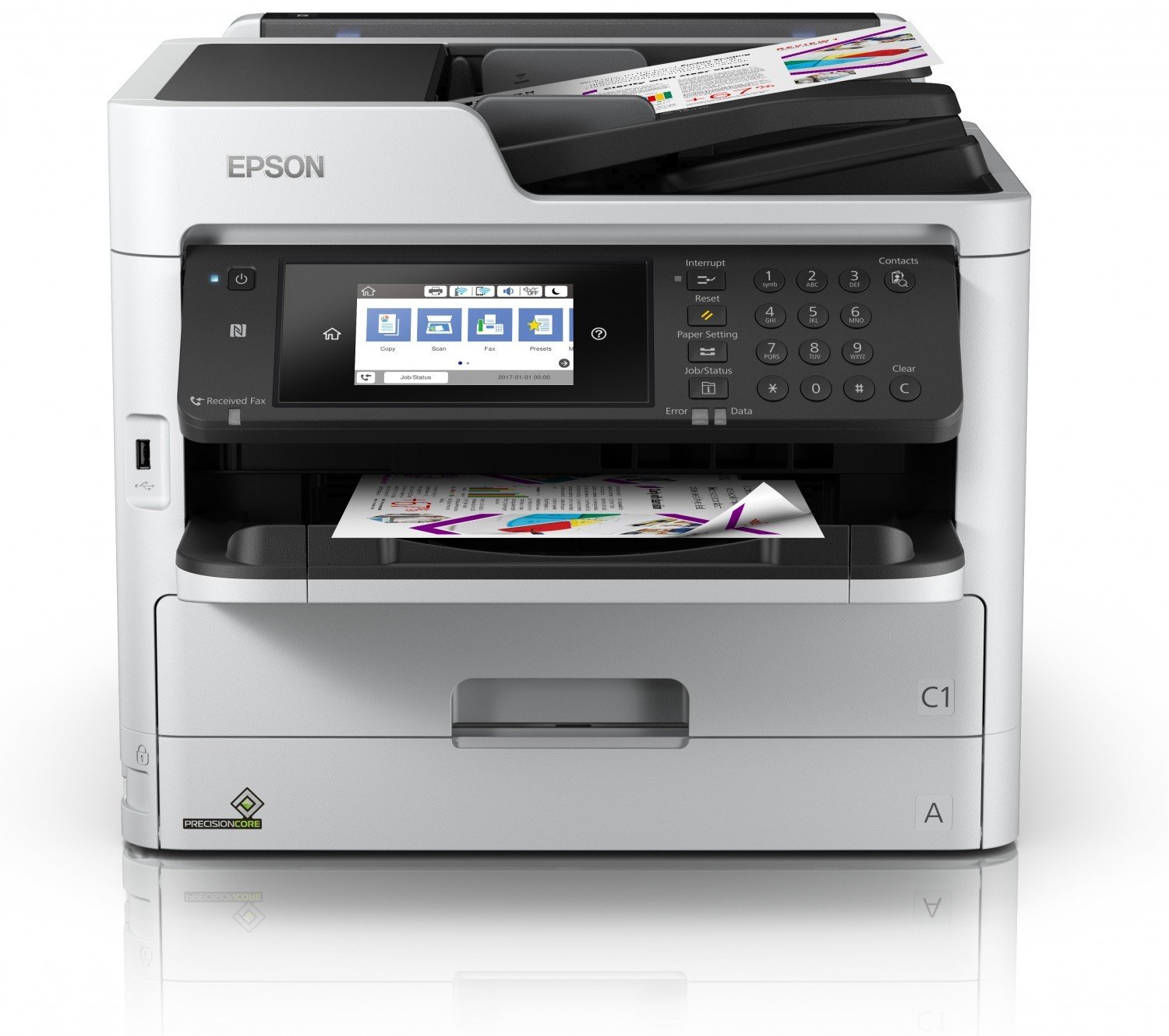 МФУ Epson WorkForce Pro WF-C5790DWF (принтер/сканер/копир), факс, цветная  печать, A4, двусторонняя печать, печать фотографий, планшетный сканер, ЖК  панель, сетевой (Ethernet), Wi-Fi, AirPrint купить в Липецке - Регард