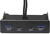 Планка USB на переднюю панель U3H-619 3,5", 2*USB3.0+2*TypeC, черная, подсоед-е к мат. плат OEM  {50}  (110182)