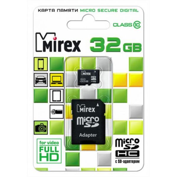 Карта памяти Mirex microSDHC (Class 10) 32GB (13613-AD10SD32)