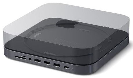 Satechi ST-ABHFM USB док станция с подставкой для Mac Mini, порты: 1x USB-C, 3 x USB, 3,5mm AUX, SD, microSD