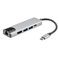 ACU435M Адаптер USB 3.1 Type-Cm ->HDMI A(m) 4K@30Hz, RJ45, 2XUSB3.0, PD, <ACU435M>