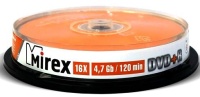 Диск DVD+R Mirex 4.7Gb 16x Cake Box (10шт) (202493)