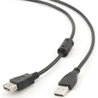 удлинительный USB 2.0 A-A (m-f), позолоченные контакты, ферритовые кольца, 3м, черный [BXP-CCF-USB2-AMAF-030]