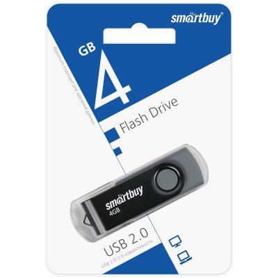 USB Flash накопитель SmartBuy 4GB Twist Black (SB004GB2TWK)