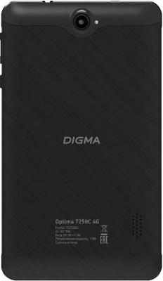 Планшет Digma Optima 7258C 4G Black 7" (1024x600), мультитач, Unisoc Tiger T310, 2000 МГц, 2 Гб, 32 Гб, Wi-Fi, Bluetooth, 3G, LTE, GPS, 2.0 млн пикс., Android