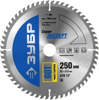 Диск пильный по дер. Зубр Чистый усиленный (36905-250-32-60) d=250мм d(посад.)=32мм (циркулярные пилы)