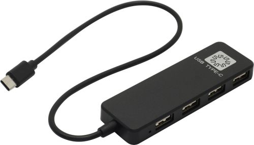 USB Концентратор 5BITES HB24C-210BK 4*USB2.0 / TYPE-C PLUG / BLACK