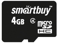 Карта памяти SmartBuy microSDHC (Class 4) 4 Гб + SD адаптер (SB4GBSDCL4-01)