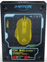 CM 841 Armor, проводная для правой руки, оптическая, игровая, USB, до 4800 dpi, 8 программируемых кнопок и колесо прокрутки, LED-подсветка, ABS-пластик, длина кабеля 1,5 м, цвет чёрный
