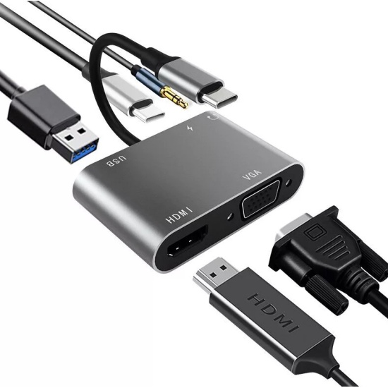 Aopen/Qust Кабель ACU4511 Адаптер USB Type-Cm-->VGA, HDMI 4k*30Hz, USB3.0, PD, Audio, (Aopen/Qust)<ACU4511>