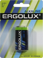 Батарея Ergolux Alkaline 6LR61 BL-1 9V 600mAh (1шт) блистер