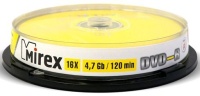 Диск DVD-R Mirex 4.7Gb 16x Cake Box (10шт) (202400)