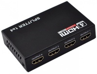 HDMI 4K Splitter HSP0104HN, 1->4, HDMI 1.4/3D, UHDTV 4K(3840x2160)/HDTV1080p/1080i/720p, HDCP1.2, внешний БП-зарядник 2xUSB 5В/2.1A, метал.корпус (30368)