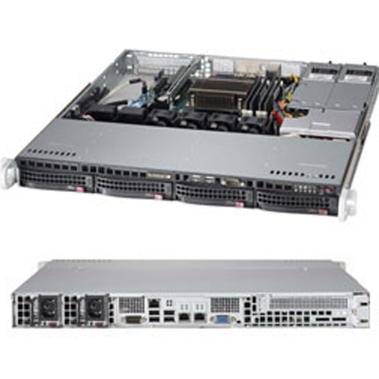 SYS-5018D-MTRF 1U, LGA1151, iC224, 4xDDR3, 4x3.5 HDD, 2x1GbE, IPMI, 1x PCIEx8, 2x400W (X10SLM-F, 813MTQ-R400B)