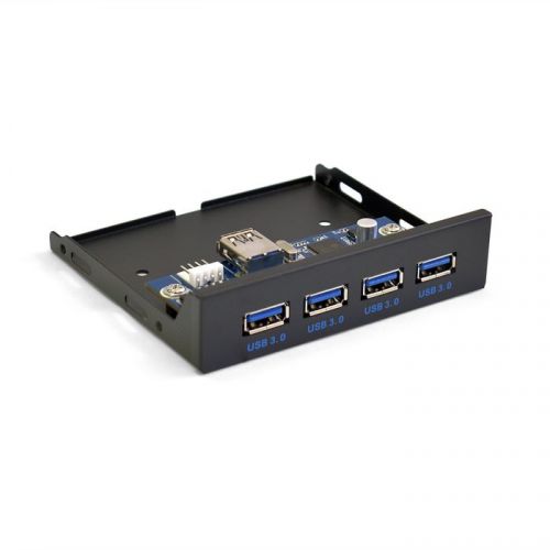 Планка USB на переднюю панель ExeGate EX283580RUS U3H-625, 3,5", 4*USB3.0, черная, металл, подсоединение к мат. плате