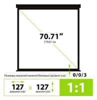 127x127см Wallscreen CS-PSW-127X127-BK 1:1 настенно-потолочный рулонный черный