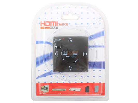 HDMI Mini Switch HS0301L+, 3->1, HDMI 1.3b, HDTV1080p/1080i/720p, HDCP1.2, питание от HDMI, черный пл.корпус (29798)
