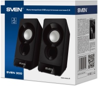 Sven 300 Black акустика стерео, мощность 6 Вт, диапазон частот: 100-20000 Гц, корпус из пластика, питание от USB