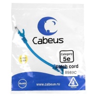 Cabeus PC-UTP-RJ45-Cat.5e-0.15m-BL-LSZH, 0.15м UTP, категория 5e, разъёмы RJ-45 - RJ-45, многожильный, 4 пары, оболочка LSZH, 0.15 м