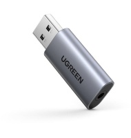 UGREEN CM383 Grey внешняя звуковая карта, интерфейс USB 2.0, аналоговые аудиовыходы: mini jack 3,5 мм