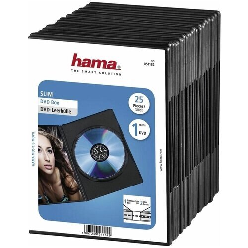 Коробка Hama на 1CD/DVD H-51182 Jewel Case черный (упак.:25шт)