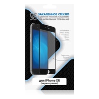 Закалённое стекло DF iColor-19 Black с цветной рамкой (fullscreen) для iPhone XR