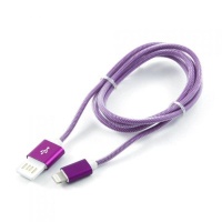 Кабель USB 2.0 Cablexpert CCB-ApUSBp1m, AM/Lightning 8P, 1м, армированная оплетка, разъемы фиолетовый металлик, блистер