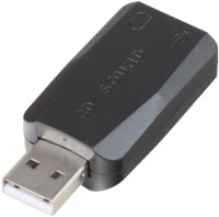 Адаптер AU-01N, USB to Audio, 2 x jack 3.5 mm для подключения к порту USB, черный