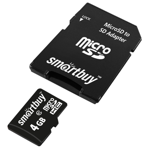 Карта памяти SmartBuy microSDHC (Class 10) 4GB + SD-адаптер (SB4GBSDCL10-01)