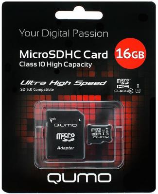 Micro SecureDigital 16Gb QM16GMICSDHC10U1 {MicroSDHC Class 10 UHS-I, SD adapter}