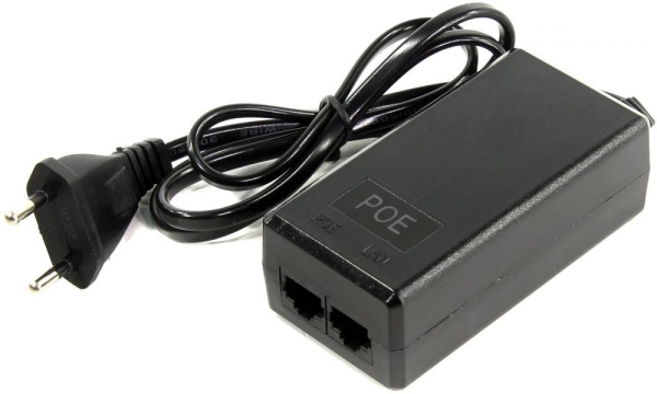 SAP-C48POE, PoE инжектор питания 24 Вт, AC 100-240V/ DC 48V, 0.5A, вход: RJ45 LAN 10/100, выход: RJ45 PoE тип B (4/5+,7/8-), совместим с оборудованием PoE IEEE 802.3af, длина кабеля 0.9 м
