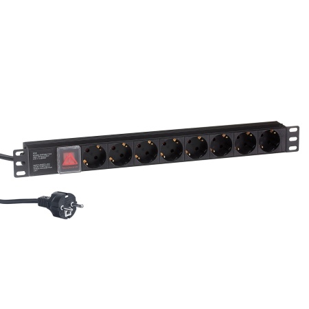 EX280841RUS Блок розеток ServerPro PDU-19H802 Al-8S-EU1.8-SW, 19",1U,алюм, 8Schuko, евровилка, 1.8м