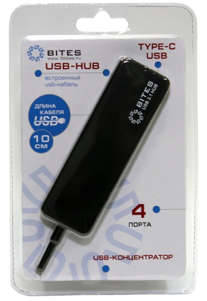 HB24C-210BK Концентратор 4*USB2.0 / TYPE-C PLUG / BLACK