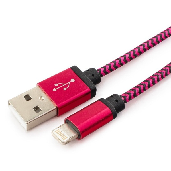 USB 2.0 Cablexpert CC-mUSB2pe1m, AM/microBM 5P, 1м, нейлоновая оплетка, алюминиевые разъемы, фиолетовый, пакет