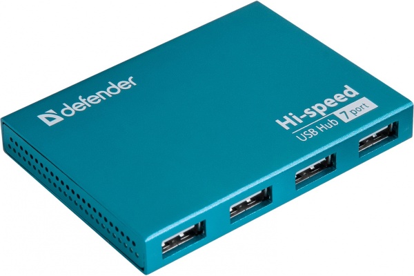 Универсальный USB-разветвитель Defender Septima Slim USB2.0, 7портов,блок питания2A (835053)