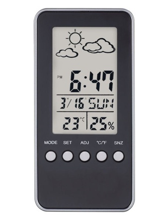 Часы-метеостанция "Window", чёрный, (PF-S002A) время, температура, влажность, дата