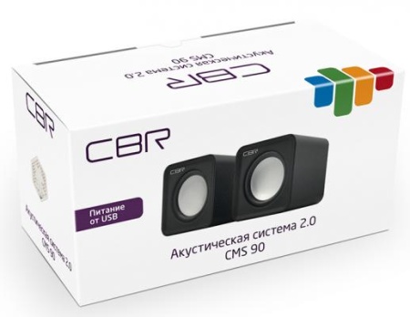 CBR CMS 90 Grey, Акустическая система 2.0, питание USB, 2х3 Вт (6 Вт RMS), материал корпуса пластик, 3.5 мм линейный стереовход, регул. громк., длина кабеля 1 м, цвет серый