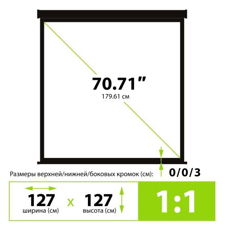 127x127см Wallscreen CS-PSW-127X127-BK 1:1 настенно-потолочный рулонный черный