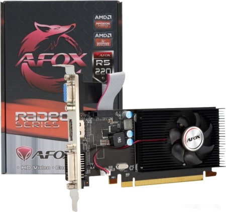 Видеокарта AFOX R5 220 1GB GDDR3 64-Bit HDMI DVI VGA Single Fan RTL {30} (782593)