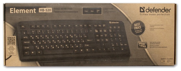 Клавиатура проводная Element HB-520 мембранная USB чёрный