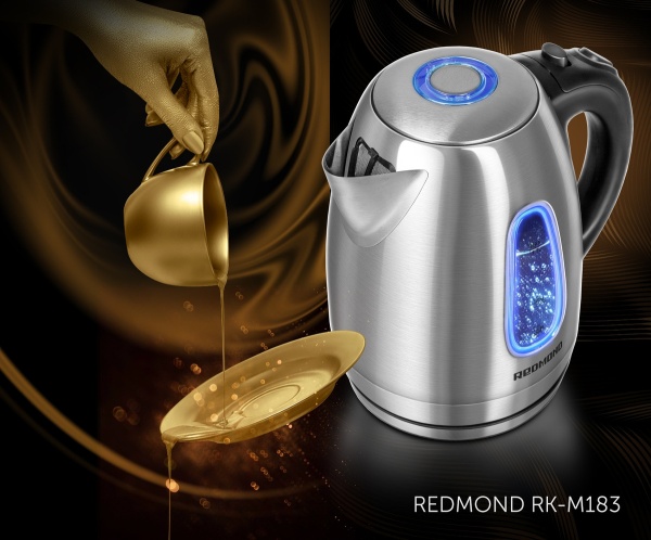 Чайник электрический Redmond RK-M183 1.7л. 2200Вт серебристый (корпус: металл)