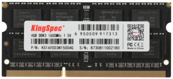 Оперативная память KingSpec 4ГБ DDR3 SODIMM 1600 МГц KS1600D3N15004G