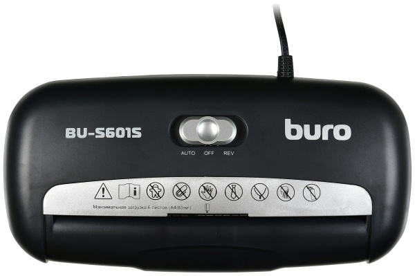 Шредер Buro Home BU-S601S (секр.Р-1) ленты 6лист. 10лтр. пл.карты