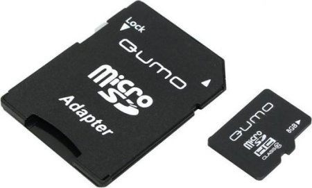 Карта памяти QUMO microSDHC QM8GMICSDHC10U1 8GB (с адаптером)