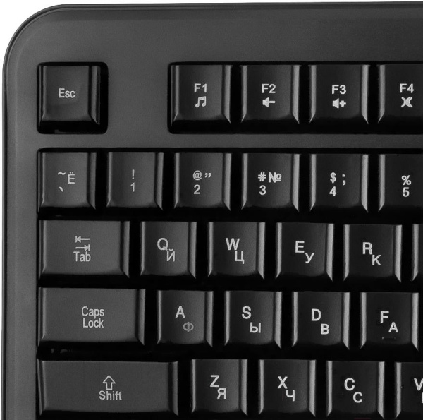 Клавиатура KB-200L, USB, черн, 104кл, подсвет белая, каб 1.45м (209913)