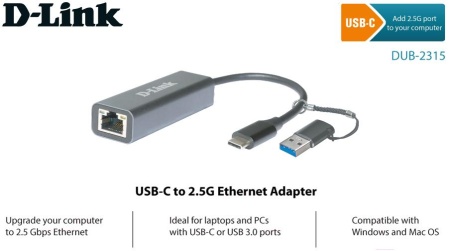 Сетевой адаптер 2.5G Etherrnet D-Link DUB-2315/A1A USB Type-C