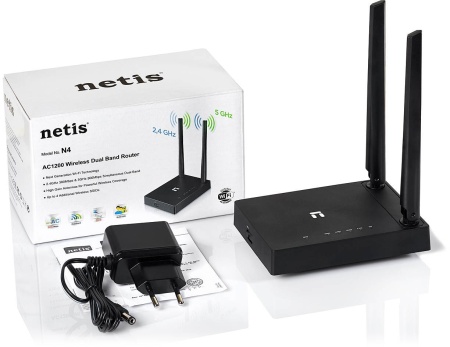 Роутер беспроводной Netis N4 AC1200 10/100BASE-TX черный