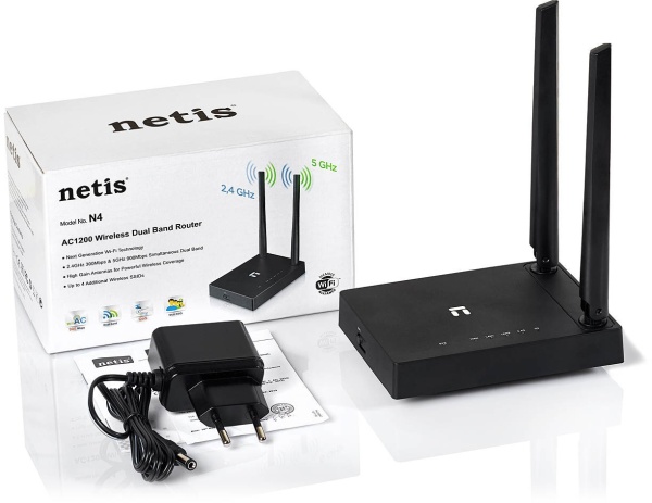 Роутер беспроводной Netis N4 AC1200 10/100BASE-TX черный